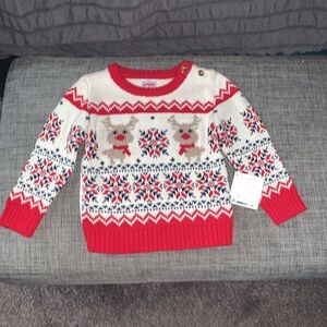 Holiday Time Festive Red and Cream Sweater